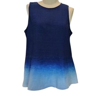 PURE JILL INDIGO Blue Gradient Sleeveless Top